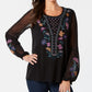 Blusa bordada Style &amp; Co preta tamanho XL