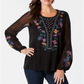 Blusa bordada Style &amp; Co preta tamanho XL