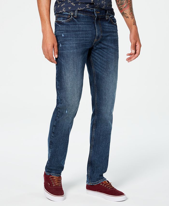 Calça jeans Tyler Straight-Fit masculina American Rag com rebite reciclado azul tamanho 31x32