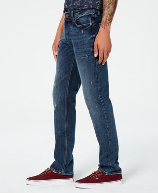 Calça jeans Tyler Straight-Fit masculina American Rag com rebite reciclado azul tamanho 31x32
