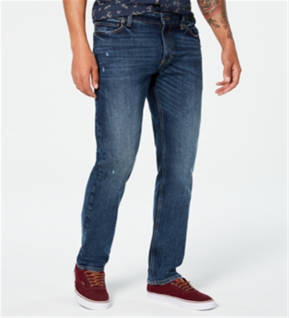 Calça jeans Tyler Straight-Fit masculina American Rag com rebite reciclado azul tamanho 31x32