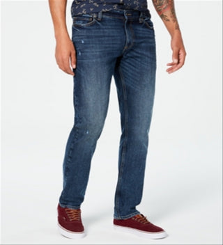 Calça jeans Tyler Straight-Fit masculina American Rag com rebite reciclado azul tamanho 31x32
