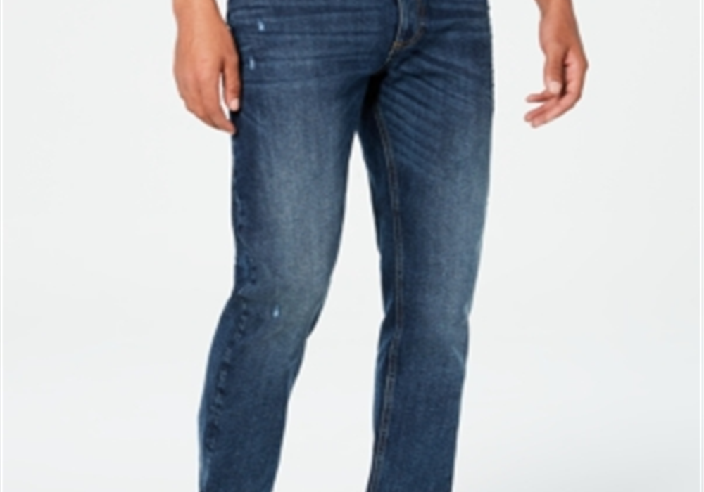 Calça jeans Tyler Straight-Fit masculina American Rag com rebite reciclado azul tamanho 31x32