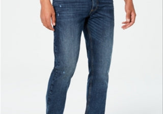 Calça jeans Tyler Straight-Fit masculina American Rag com rebite reciclado azul tamanho 31x32
