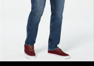 Calça jeans Tyler Straight-Fit masculina American Rag com rebite reciclado azul tamanho 31x32