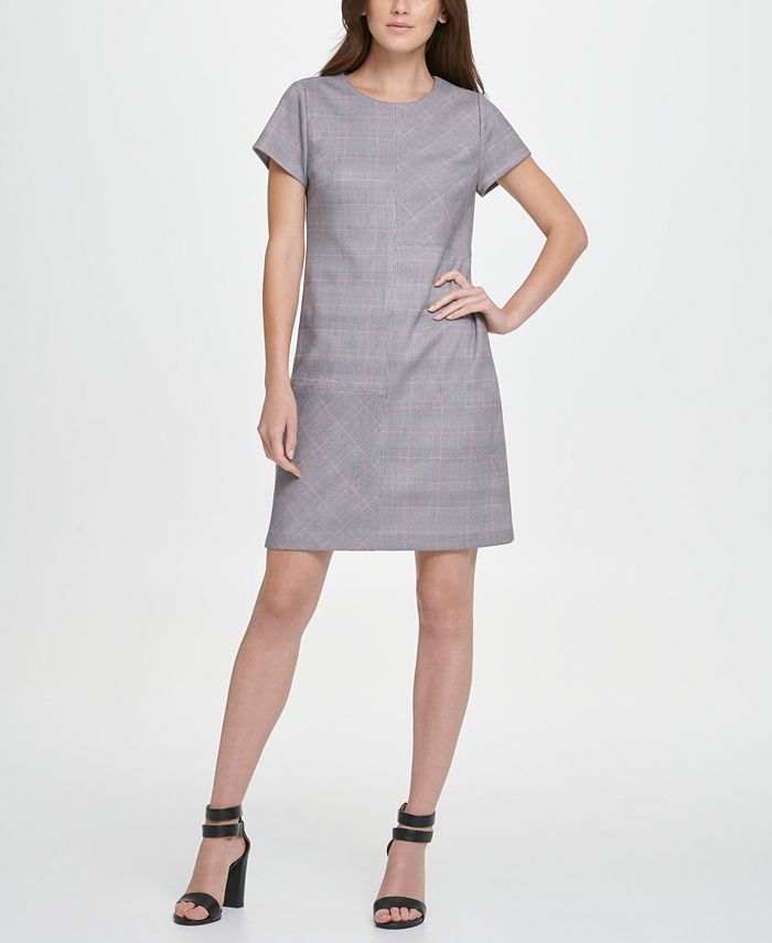 Vestido estampado masculino de manga curta feminino DKNY cinza tamanho 6