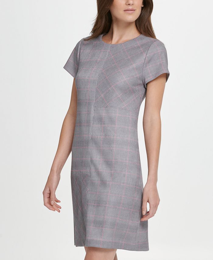 Vestido estampado masculino de manga curta feminino DKNY cinza tamanho 6