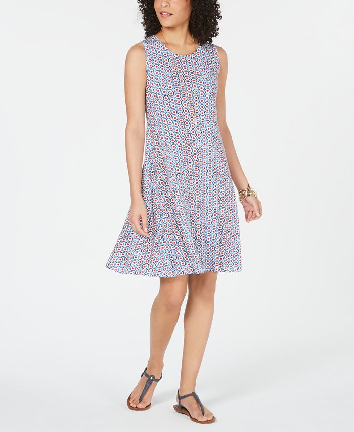 Vestido rodado sem mangas estampado estilo &amp; co azul tamanho XS