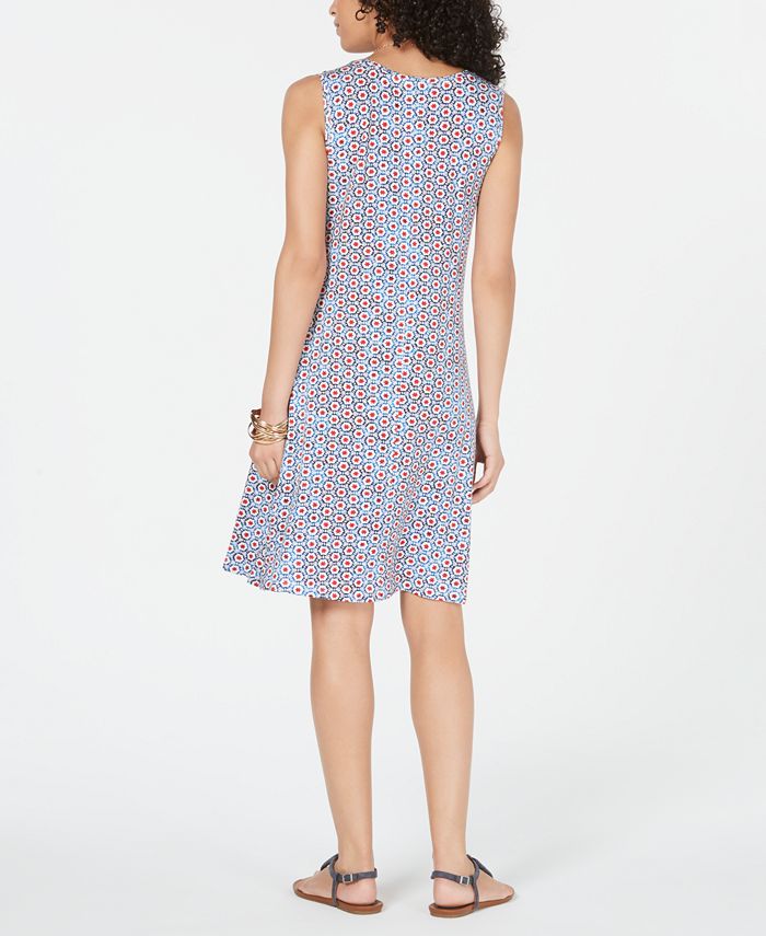 Vestido rodado sem mangas estampado estilo &amp; co azul tamanho XS