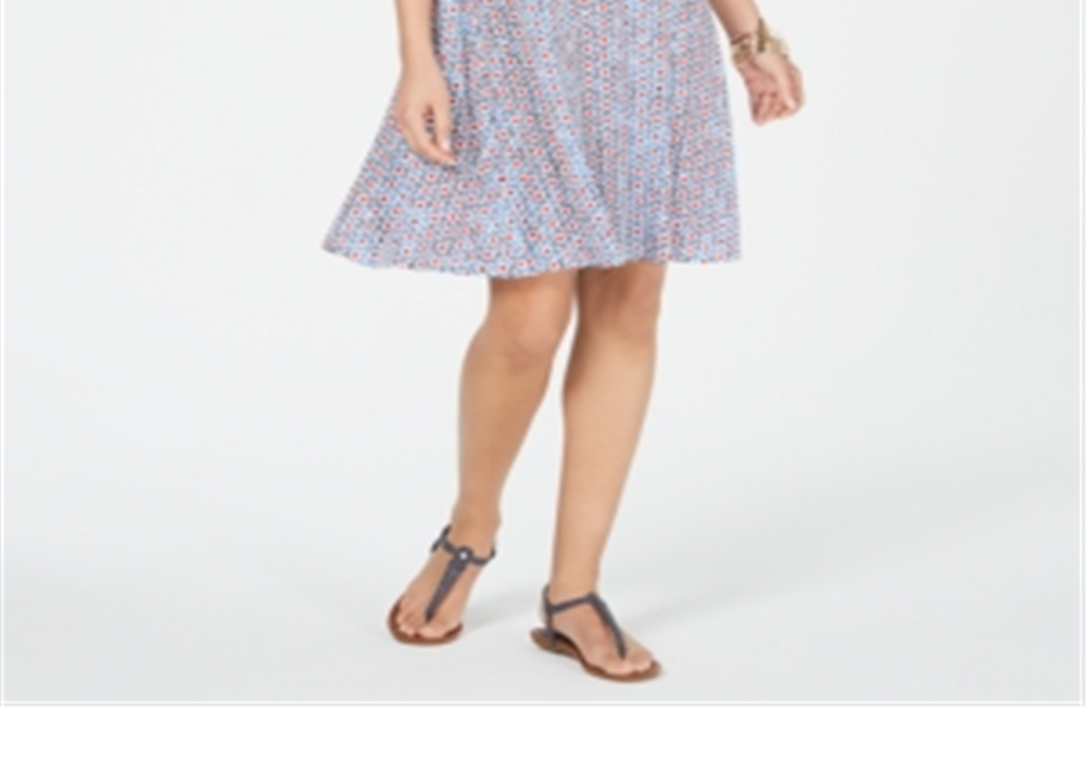 Vestido rodado sem mangas estampado estilo &amp; co azul tamanho XS
