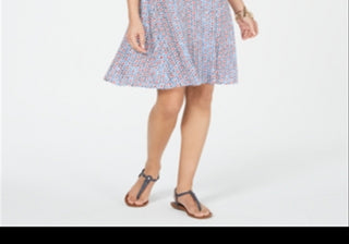 Vestido rodado sem mangas estampado estilo &amp; co azul tamanho XS