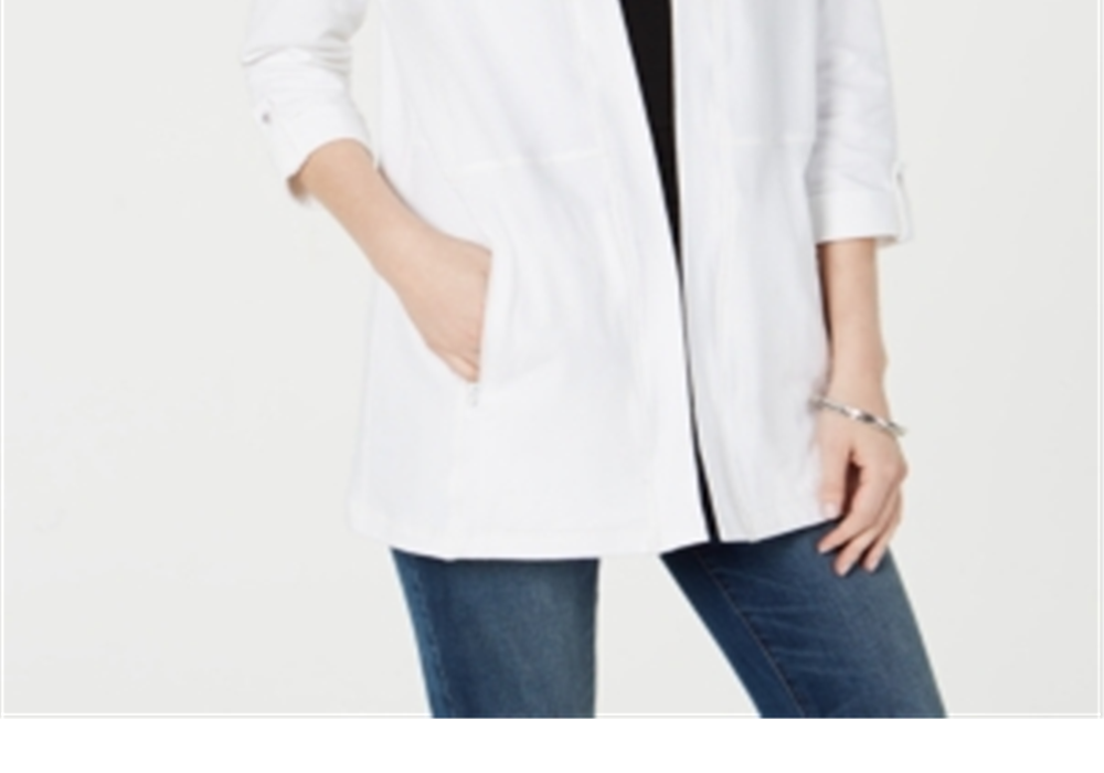 Cardigan Karen Scott com bolso e zíper, branco, tamanho GG