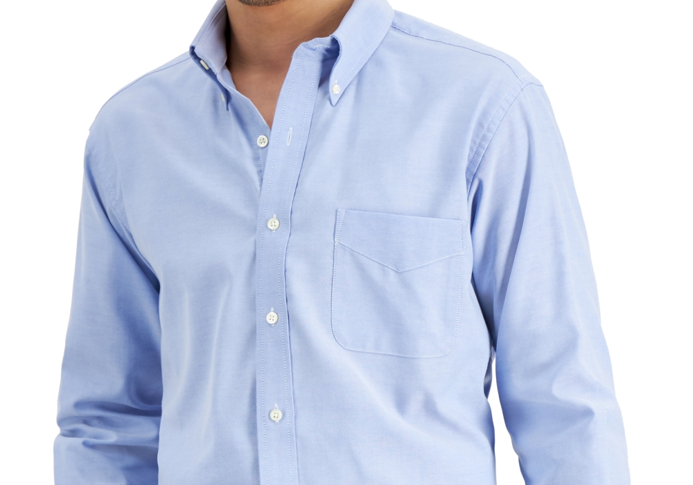 Camisa social masculina Club Room Regular Fit Pinpoint Azul Tamanho 16,5 34/35
