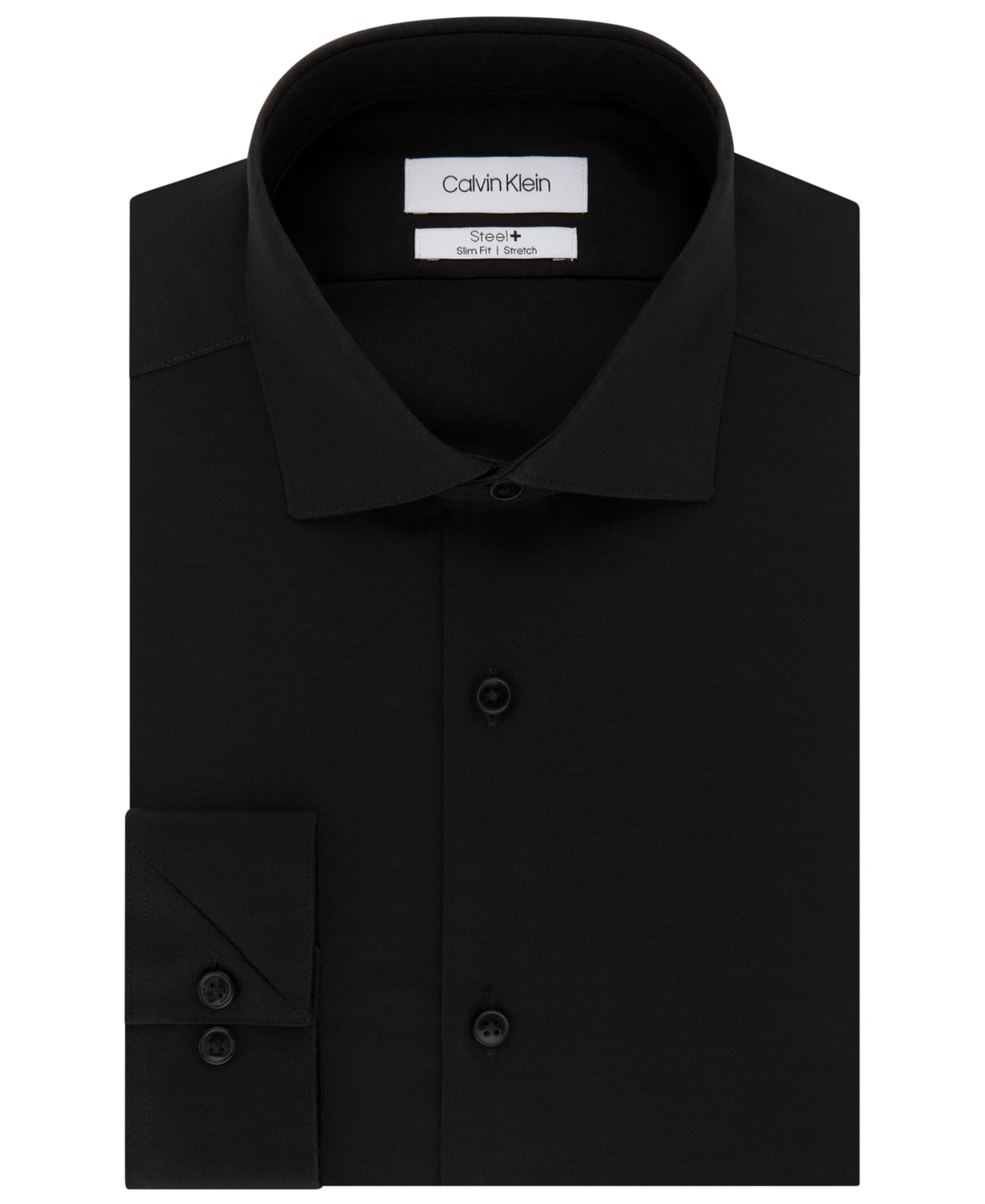 Camisa social masculina Calvin Klein Steel Slim-Fit Stretch Performance, preta, tamanho 16,5 x 32-33
