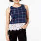 Regata estampada com renda Maison Jules, azul, tamanho G