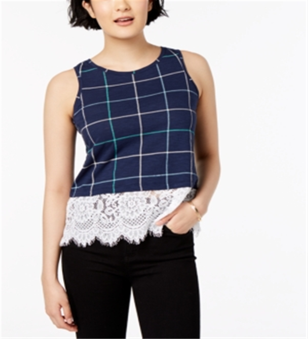 Regata estampada com renda Maison Jules, azul, tamanho G