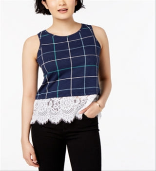 Regata estampada com renda Maison Jules, azul, tamanho G