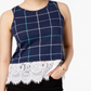 Regata estampada com renda Maison Jules, azul, tamanho G