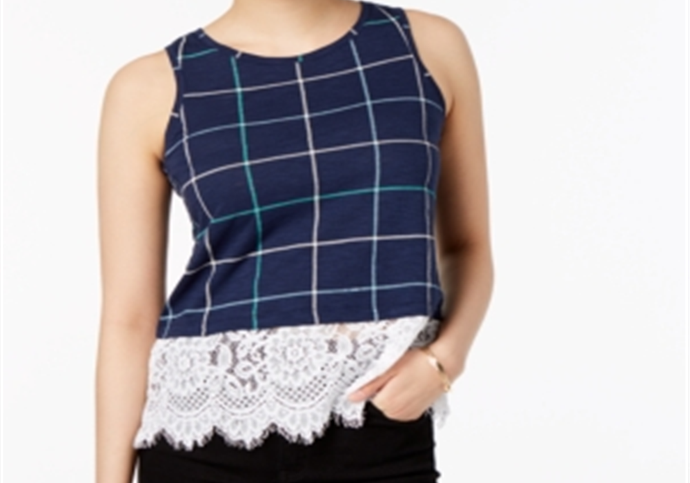 Regata estampada com renda Maison Jules, azul, tamanho G