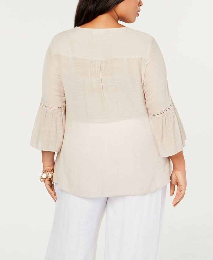 Jm Collection Plus Size Crossover-Hem Colar Top Branco Tamanho 0X