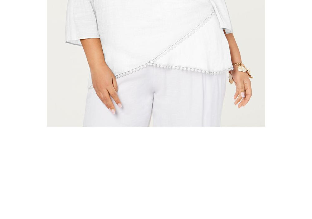 Jm Collection Plus Size Crossover-Hem Colar Top Branco Tamanho 0X