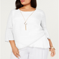 Jm Collection Plus Size Crossover-Hem Colar Top Branco Tamanho 0X
