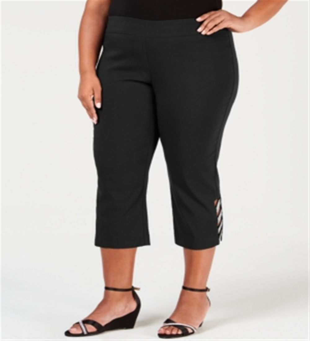 Jm Collection Top com buraco de fechadura e ferragens embelezadas, preto, tamanho 3X