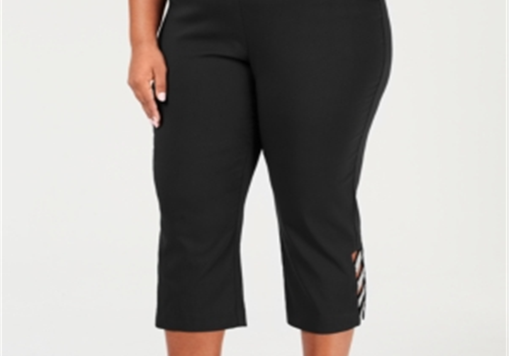 Jm Collection Top com buraco de fechadura e ferragens embelezadas, preto, tamanho 3X
