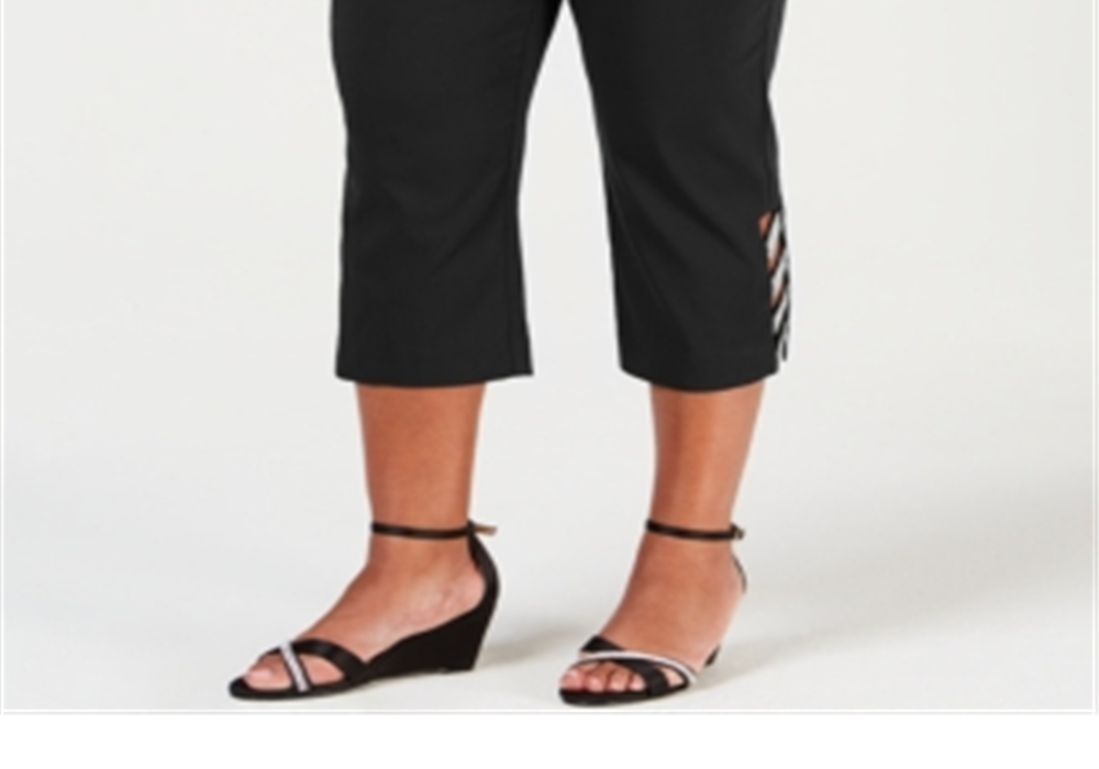 Jm Collection Top com buraco de fechadura e ferragens embelezadas, preto, tamanho 3X