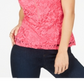 Blusa Thalia Sodi com zíper frontal e renda rosa, tamanho XS
