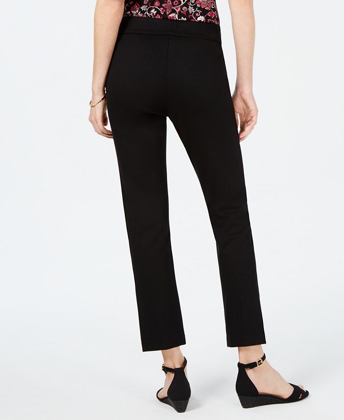 Calça feminina justa com bainha de pressão JM Collection, preta, tamanho médio