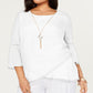 Jm Collection Plus Size Crossover-Hem Colar Top Branco Tamanho 1X