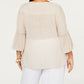 Jm Collection Plus Size Crossover-Hem Colar Top Branco Tamanho 1X