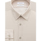 Camisa social masculina Calvin Klein Steel Slim Fit, sem passar roupa, com gola espinha de peixe, tamanho marrom, 16,5 x 32-33