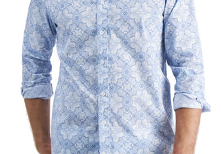 Camisa masculina com estampa de medalhão Club Room, azul, tamanho 2XL