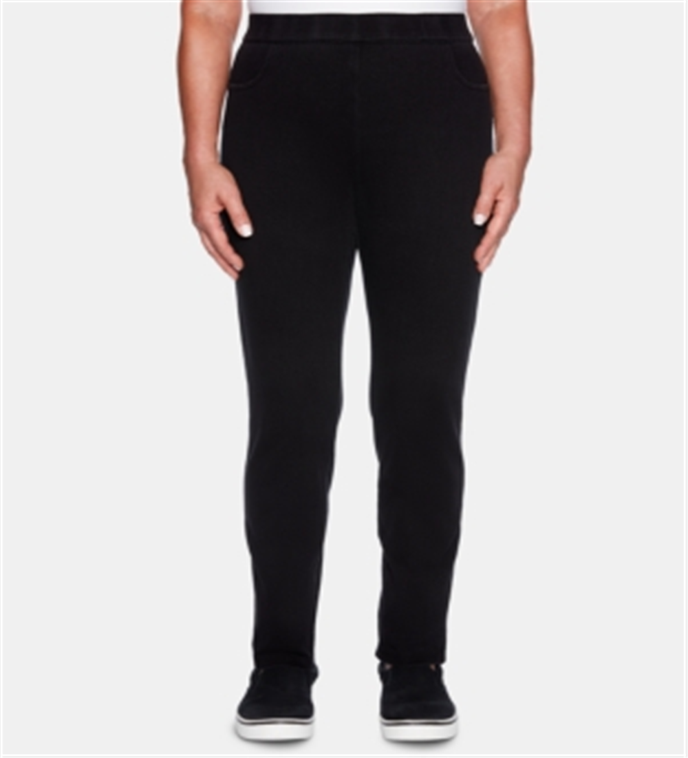 Calça reta Alfred Dunner Grand Boulevard Pull-On preta tamanho 16