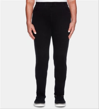 Calça reta Alfred Dunner Grand Boulevard Pull-On preta tamanho 16