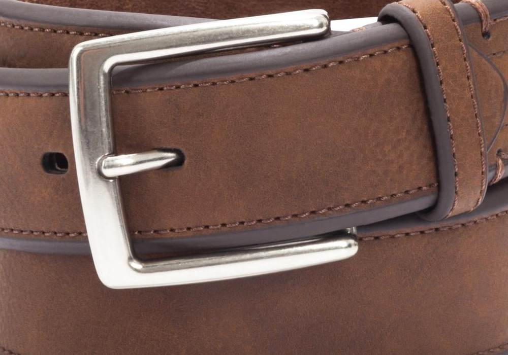 Cinto casual masculino Club Room com borda chanfrada, marrom, tamanho 44