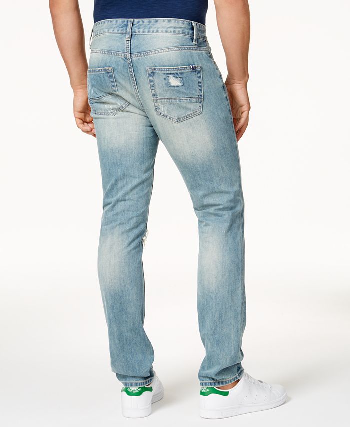 Calça jeans masculina American Rag Vintage Wash Distressed Azul Tamanho 32x30