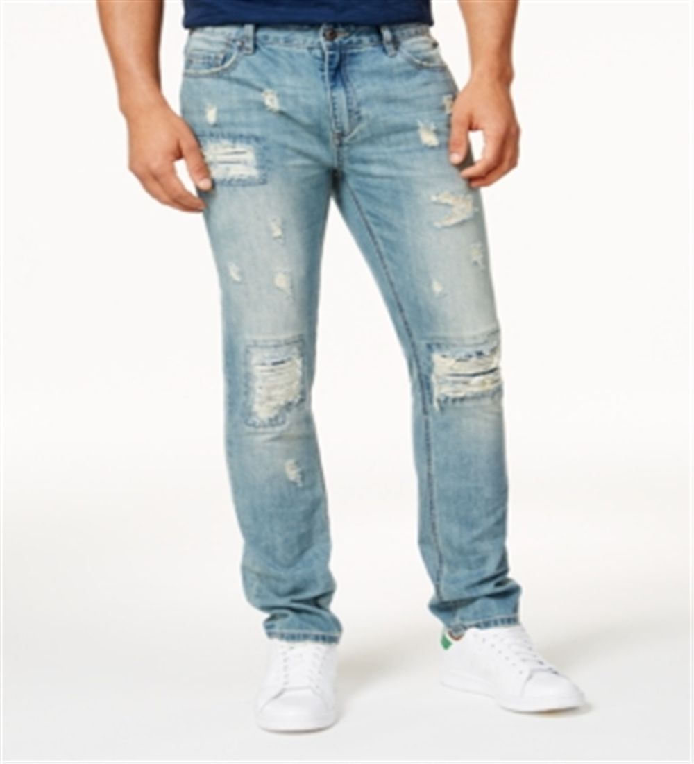 Calça jeans masculina American Rag Vintage Wash Distressed Azul Tamanho 32x30