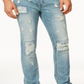 Calça jeans masculina American Rag Vintage Wash Distressed Azul Tamanho 32x30