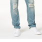 Calça jeans masculina American Rag Vintage Wash Distressed Azul Tamanho 32x30