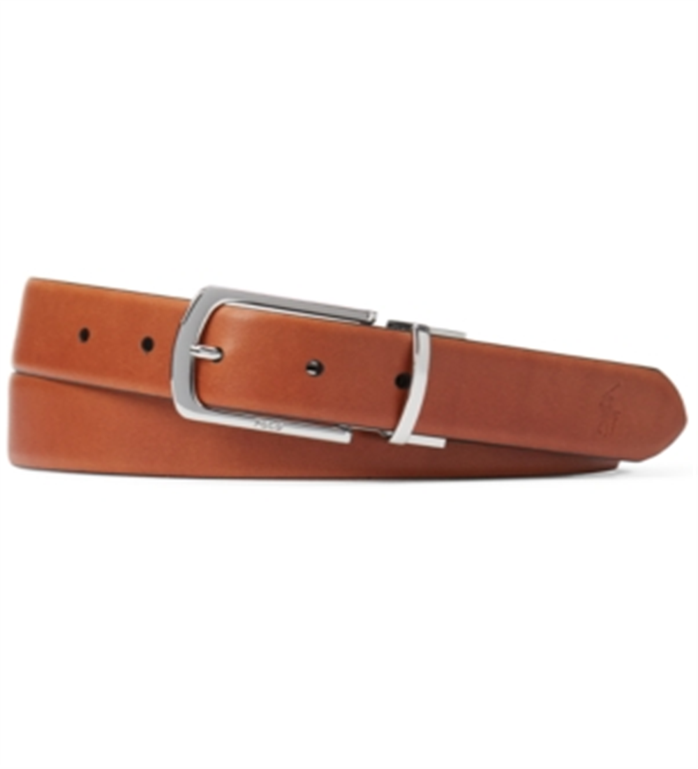 Cinto reversível de couro masculino Polo Ralph Lauren, marrom, tamanho 38 Reg