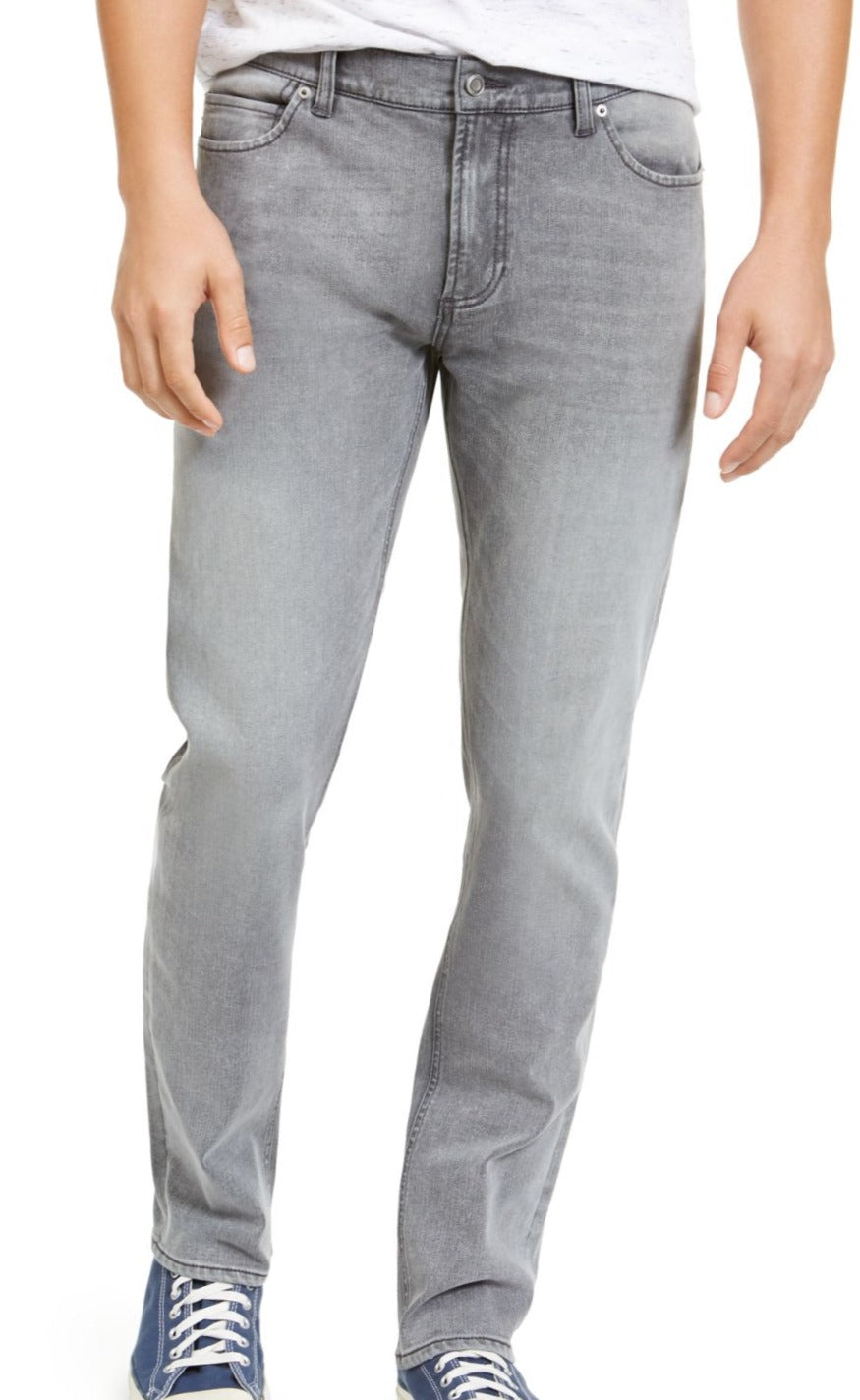 Calça jeans masculina American Rag Iron Stretch reciclada com rebite cinza tamanho 29x30