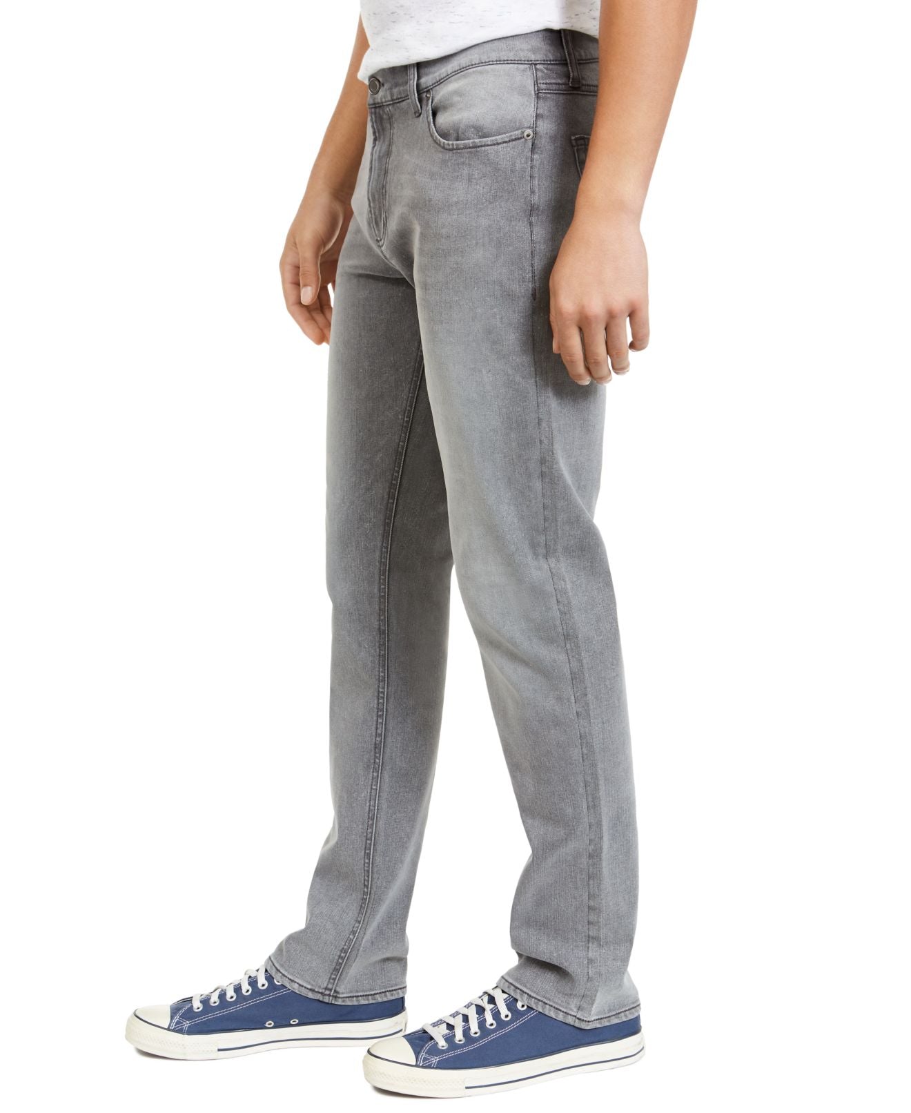 Calça jeans masculina American Rag Iron Stretch reciclada com rebite cinza tamanho 29x30