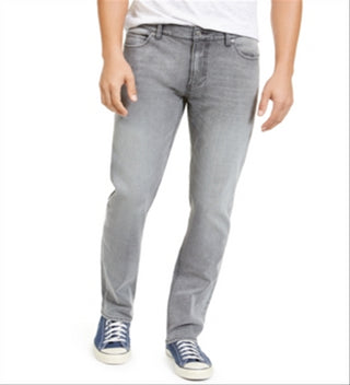 Calça jeans masculina American Rag Iron Stretch reciclada com rebite cinza tamanho 29x30