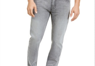 Calça jeans masculina American Rag Iron Stretch reciclada com rebite cinza tamanho 29x30