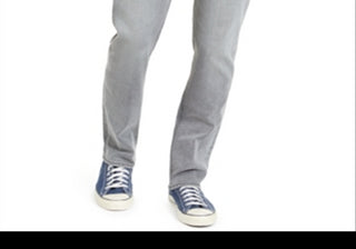 Calça jeans masculina American Rag Iron Stretch reciclada com rebite cinza tamanho 29x30