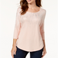 Camiseta estampada feminina JM Collection bege tamanho X-Large