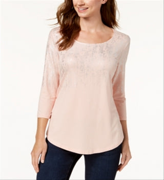 Camiseta estampada feminina JM Collection bege tamanho X-Large